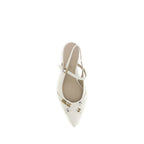 White Calf Leather Bos Taurus Mid Heel Pumps