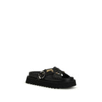 Black Goatskin Platform Sandals