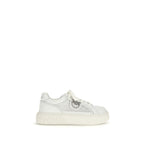 White Calf Leather Bos Taurus Platform Sneakers