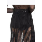 Black Polyester Long Skirt