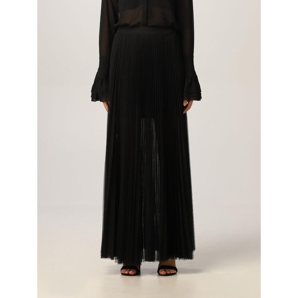 Black Polyester Long Skirt
