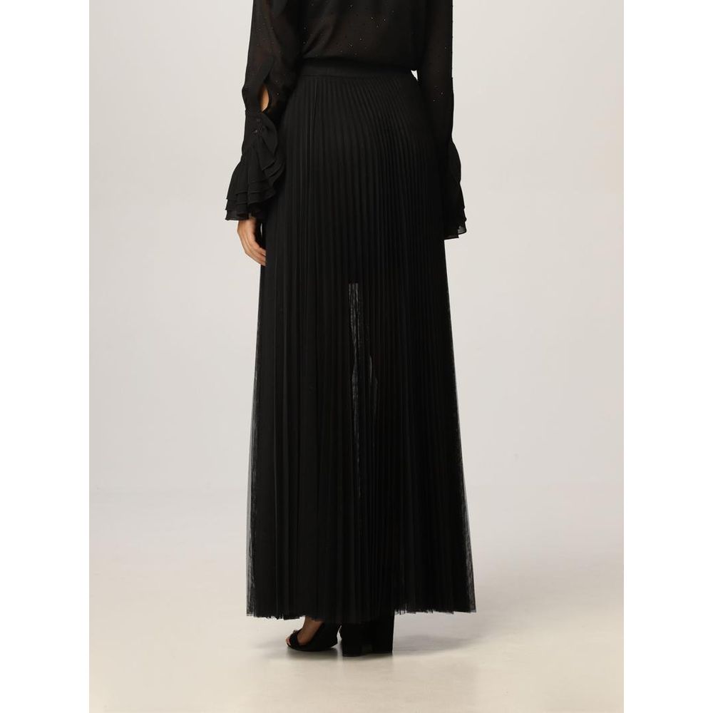Black Polyester Long Skirt