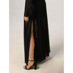 Black Polyester Long Skirt