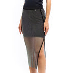 Black Polyester Midi Skirt