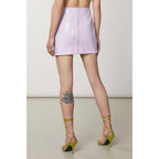 Purple Leather Mini Skirt