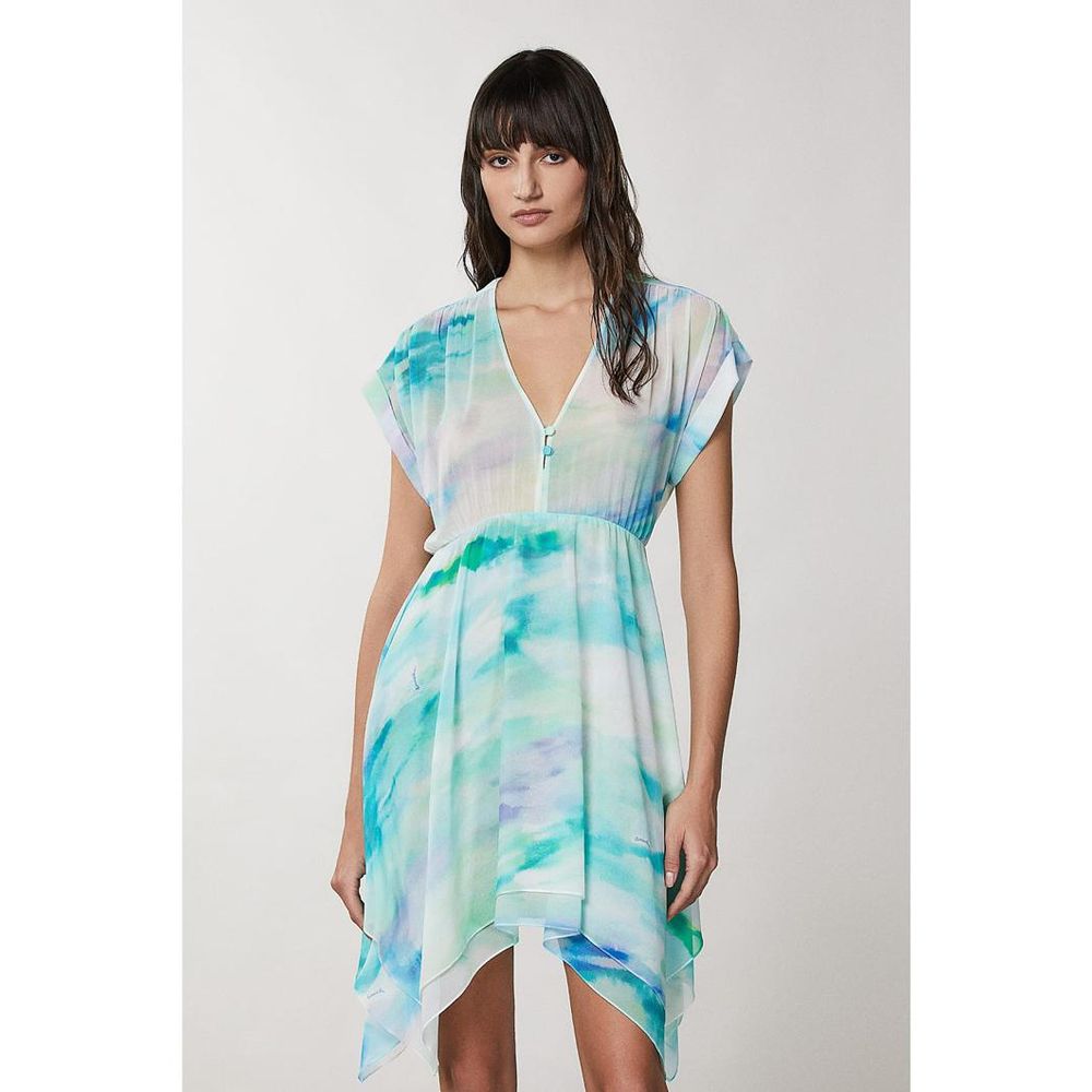 Turquoise Polyester Casual Dress