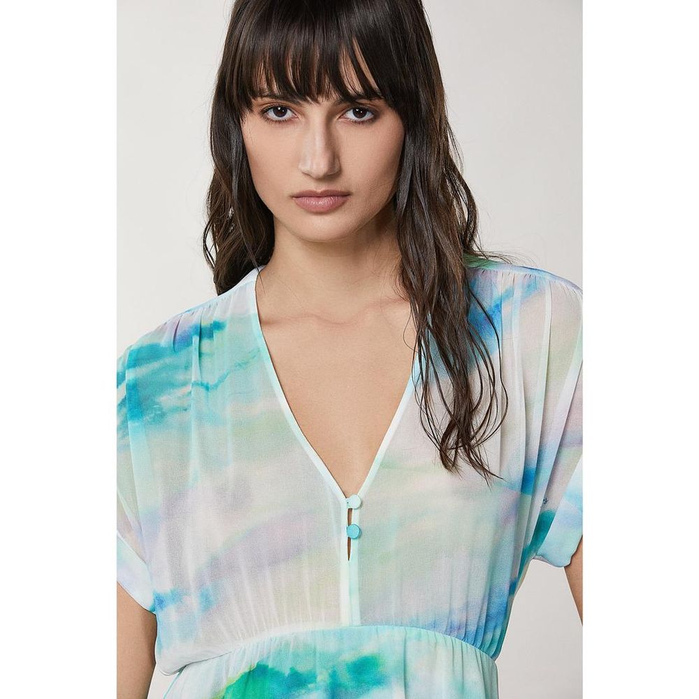 Turquoise Polyester Casual Dress