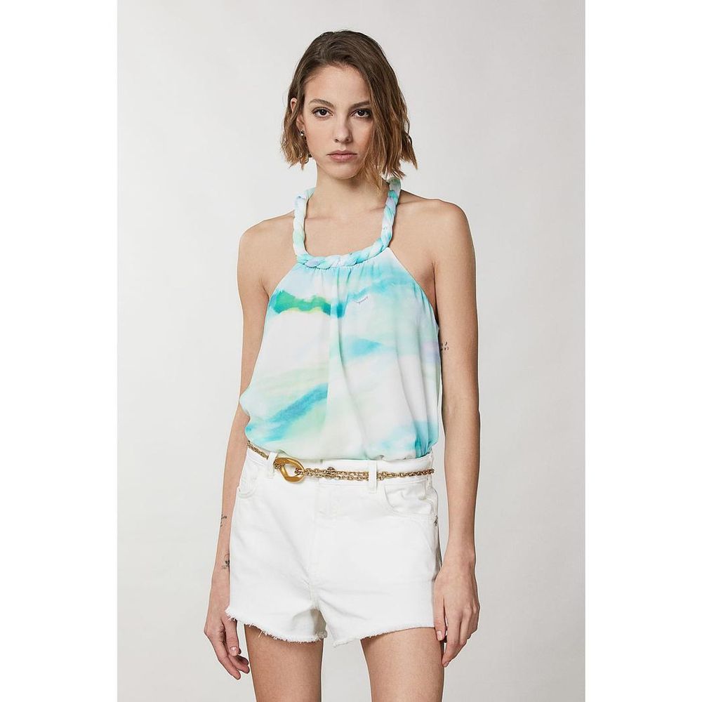 Turquoise Polyester Tank Tops