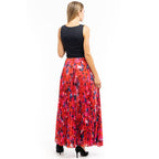 Red Polyester Long Skirt