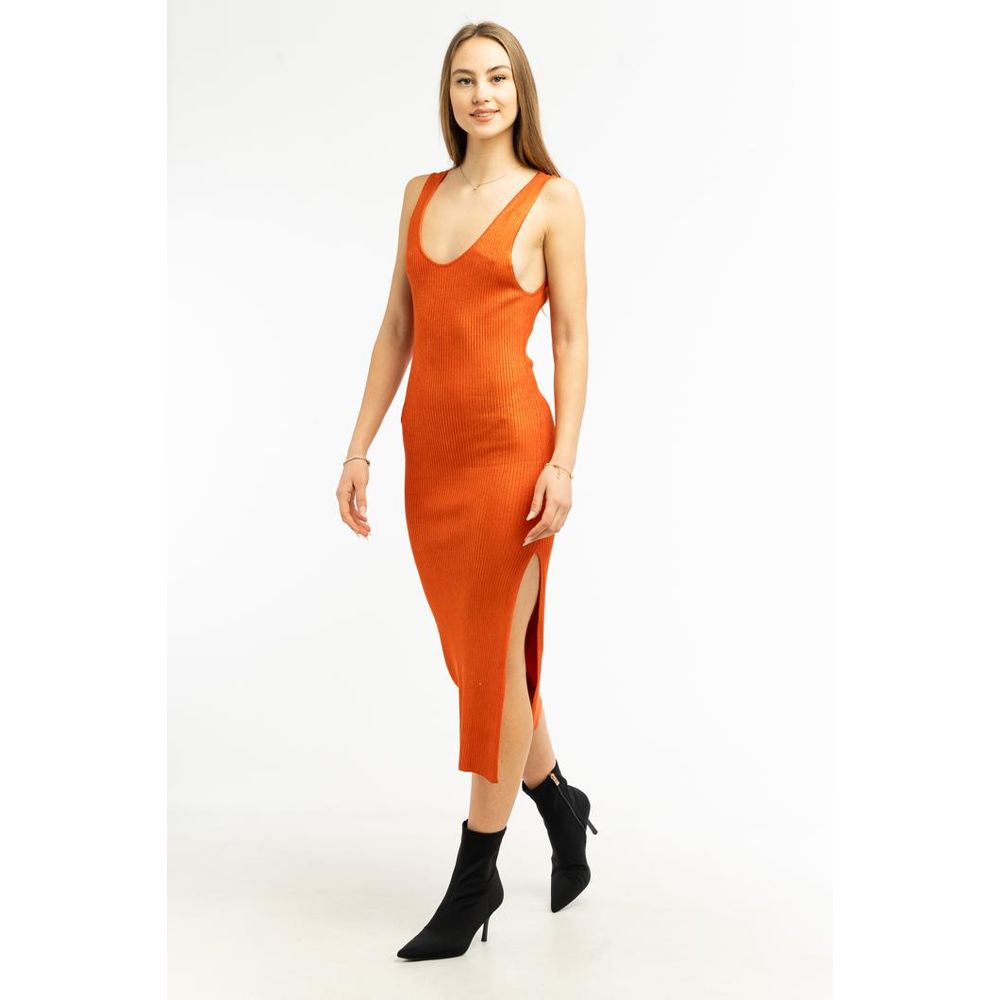 Orange Viscose Casual Dress
