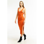 Orange Viscose Casual Dress