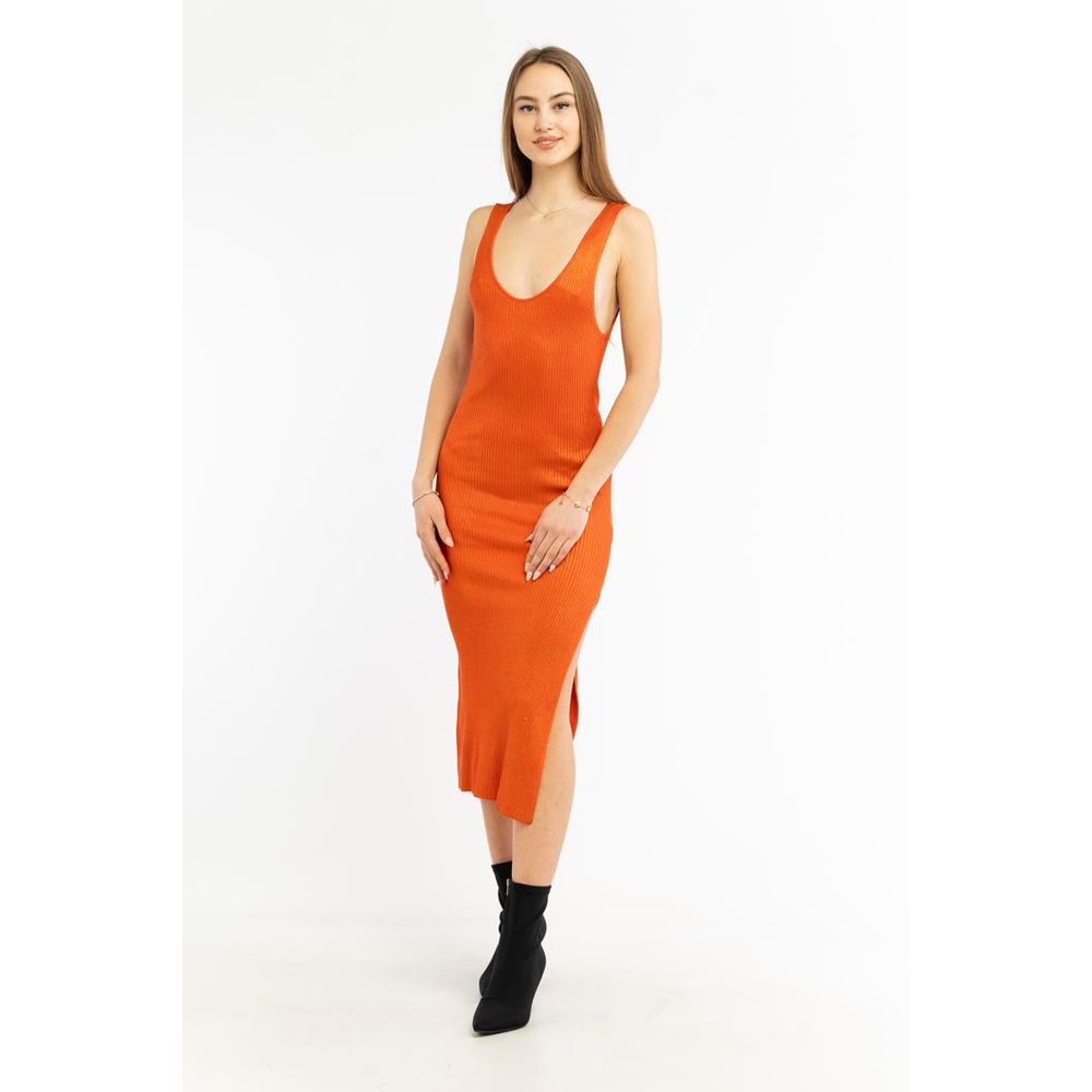 Orange Viscose Casual Dress