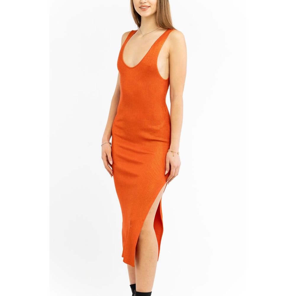 Orange Viscose Casual Dress