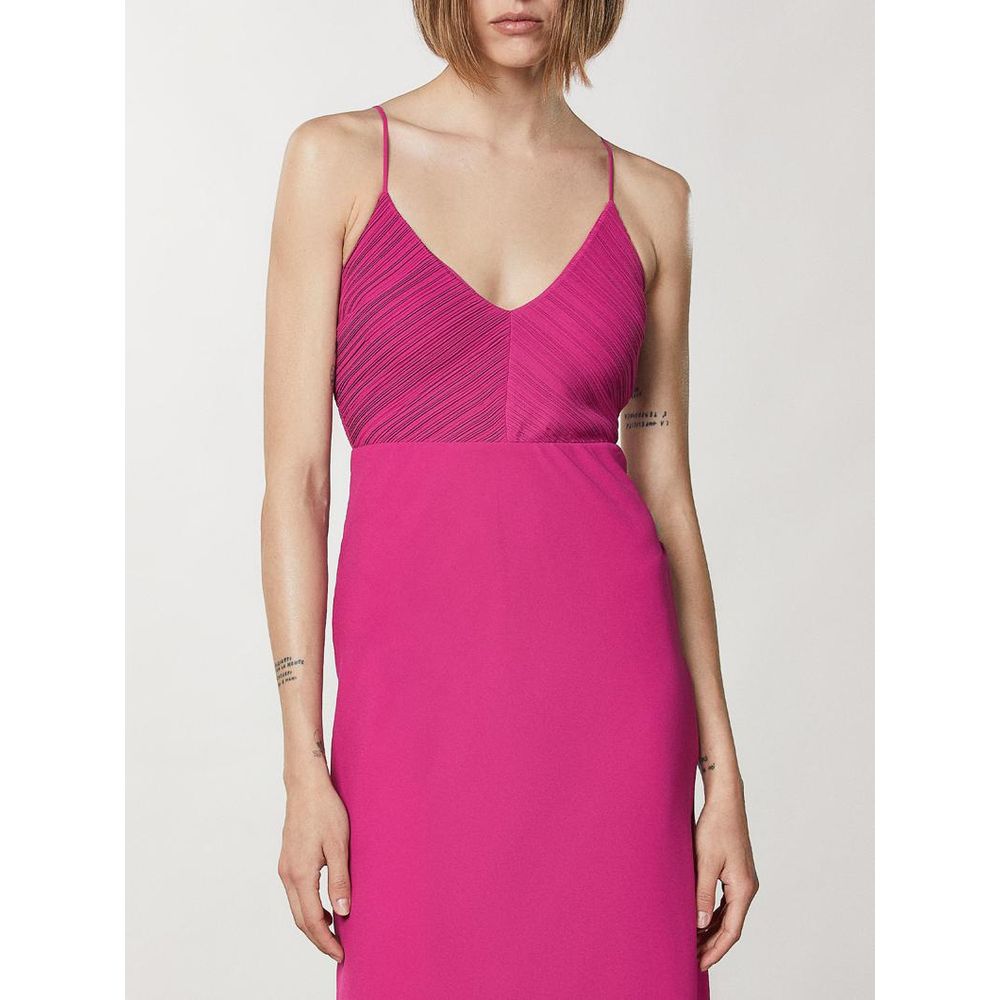 Fuchsia Polyester Casual Dress