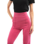 Fuchsia Polyester Casual Pants