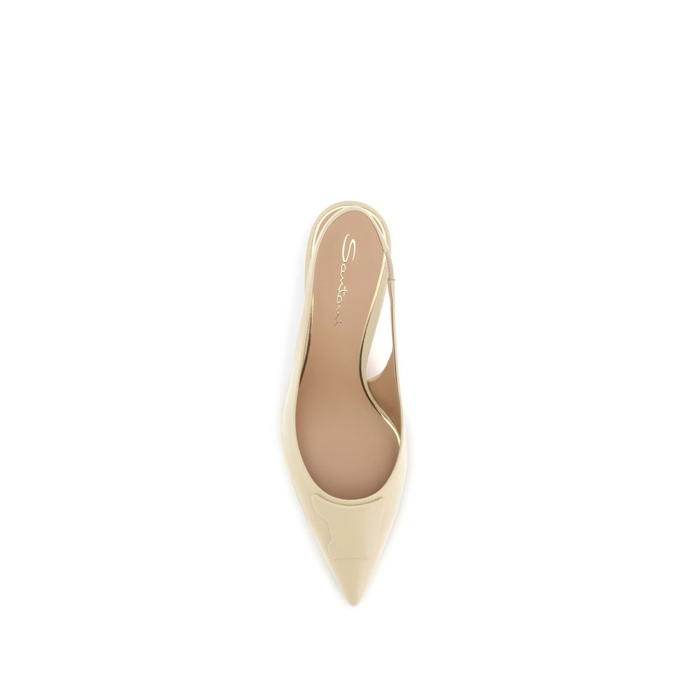 Beige Calf Leather Bos Taurus Mid Heel Pumps