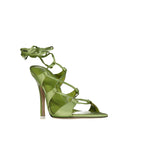 Bicolor Silk Stiletto Heel Sandals