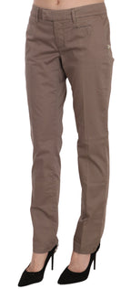 Brown Low Waist Straight Cut Trouser Pant
