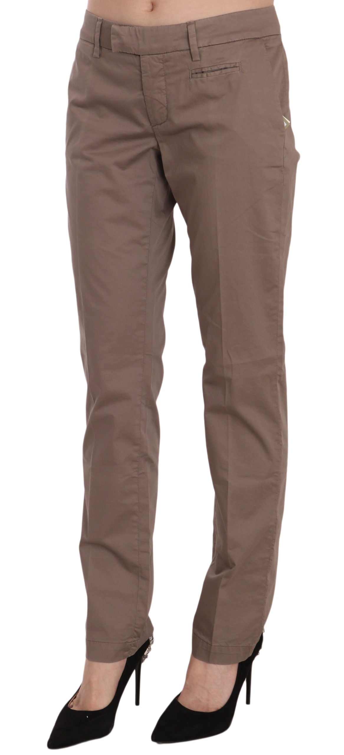 Brown Low Waist Straight Cut Trouser Pant