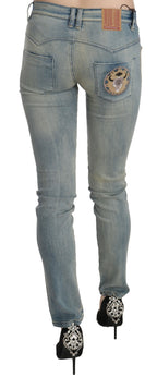 Light Blue Washed Mid Waist Skinny Denim Jeans