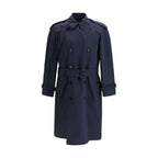 Blue Polyester Trench Coat