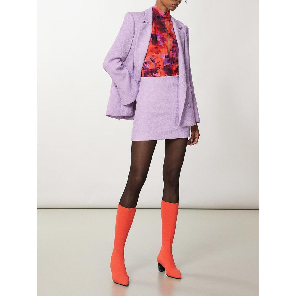 Purple Polyester Mini Skirt