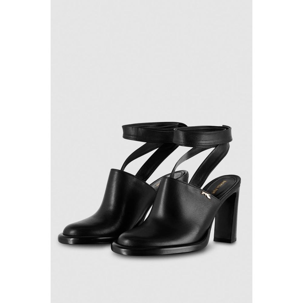 Black Calfskin Stiletto Heel Sandals