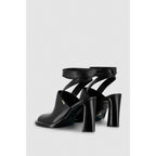Black Calfskin Stiletto Heel Sandals