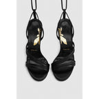 Black Calfskin Stiletto Heel Sandals