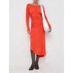Orange Acetate Casual Dress