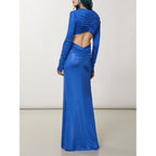 Blue Polyester Casual Dress