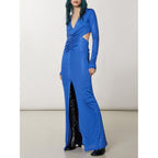 Blue Polyester Casual Dress