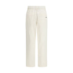 Beige Cotton Casual Pants