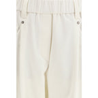 Beige Cotton Casual Pants