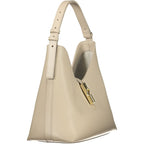 Beige Leather Women Handbag