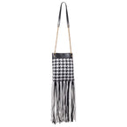 Black And White Leather And Textile Shoulder Bag
