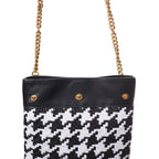 Black And White Leather And Textile Shoulder Bag