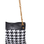 Black And White Leather And Textile Shoulder Bag