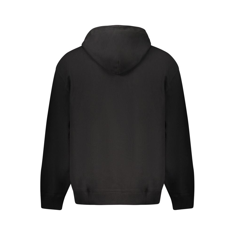 Black Cotton Men Hoodie