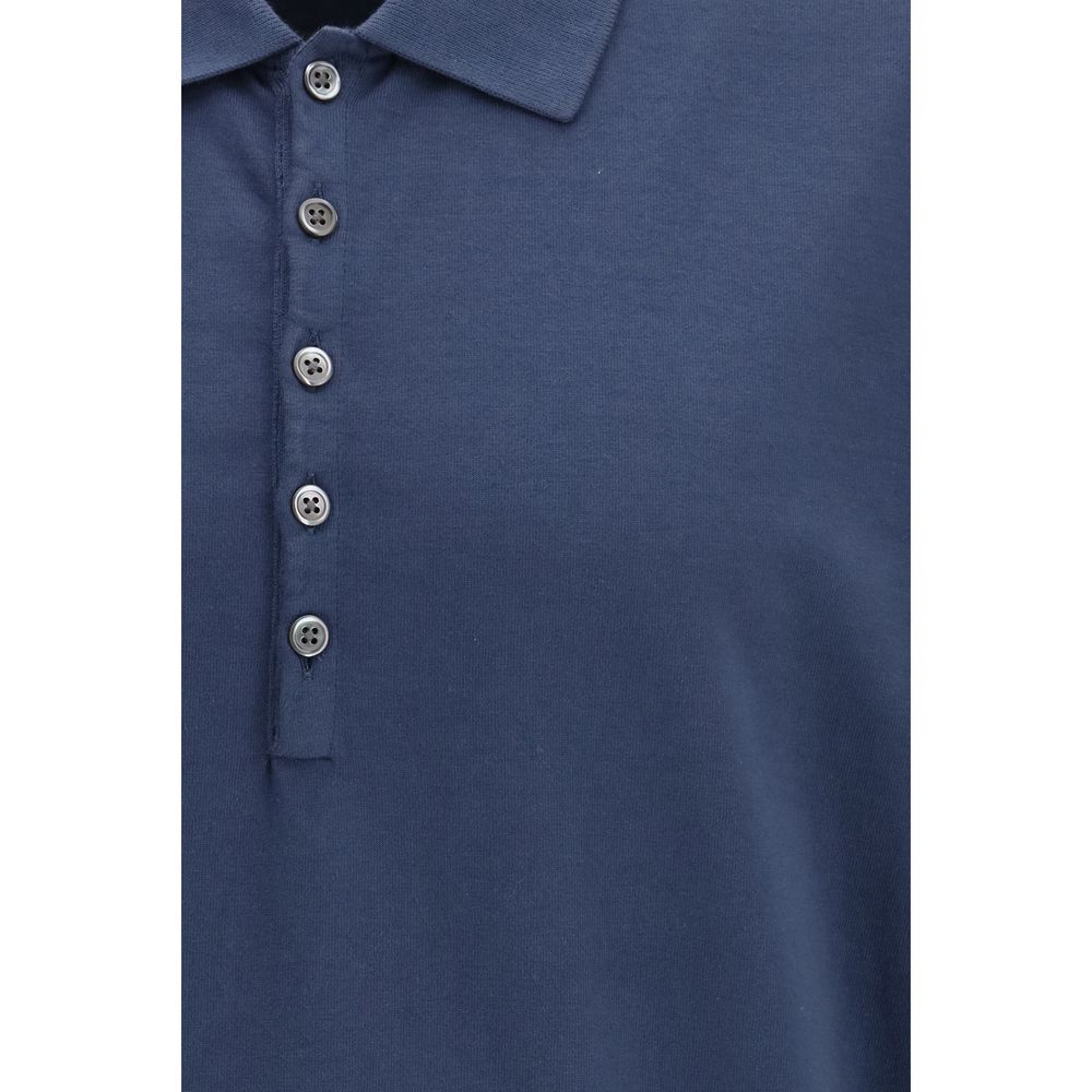 Blue Cotton Polo Shirt