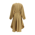 Beige Cotton Casual Dress