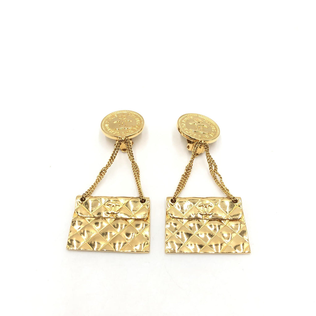 Bag Motif Clip-On Drop Earrings