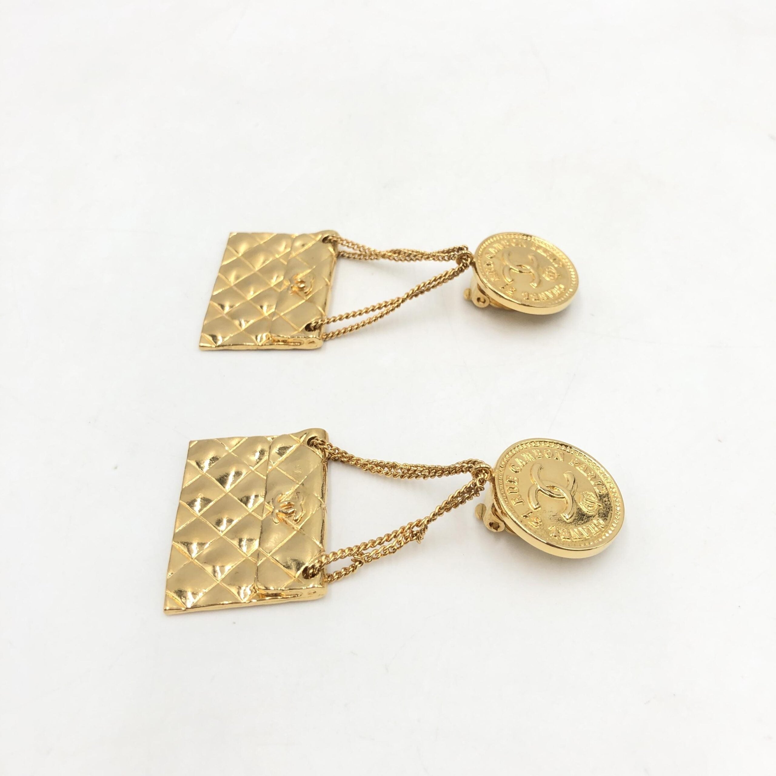 Bag Motif Clip-On Drop Earrings