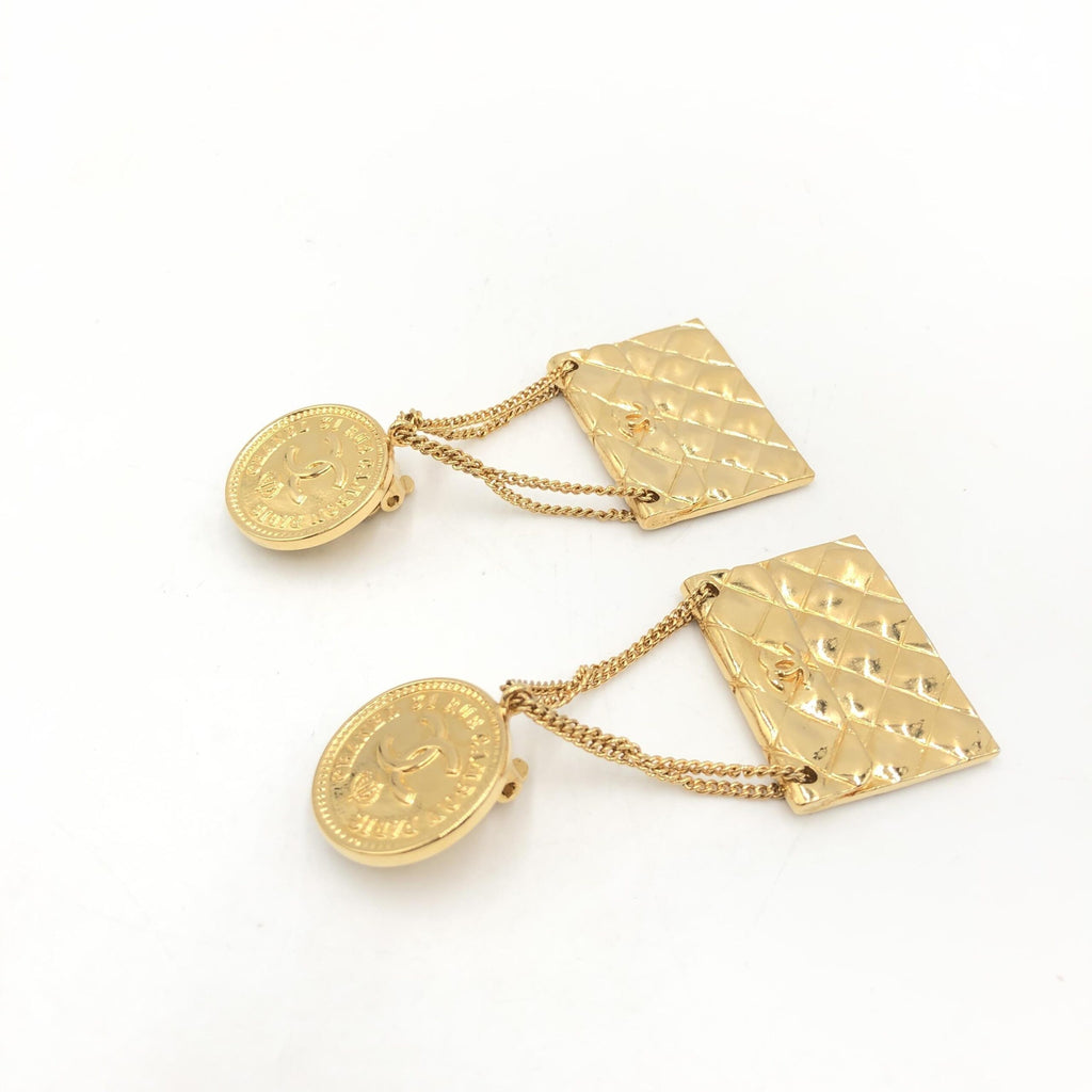 Bag Motif Clip-On Drop Earrings