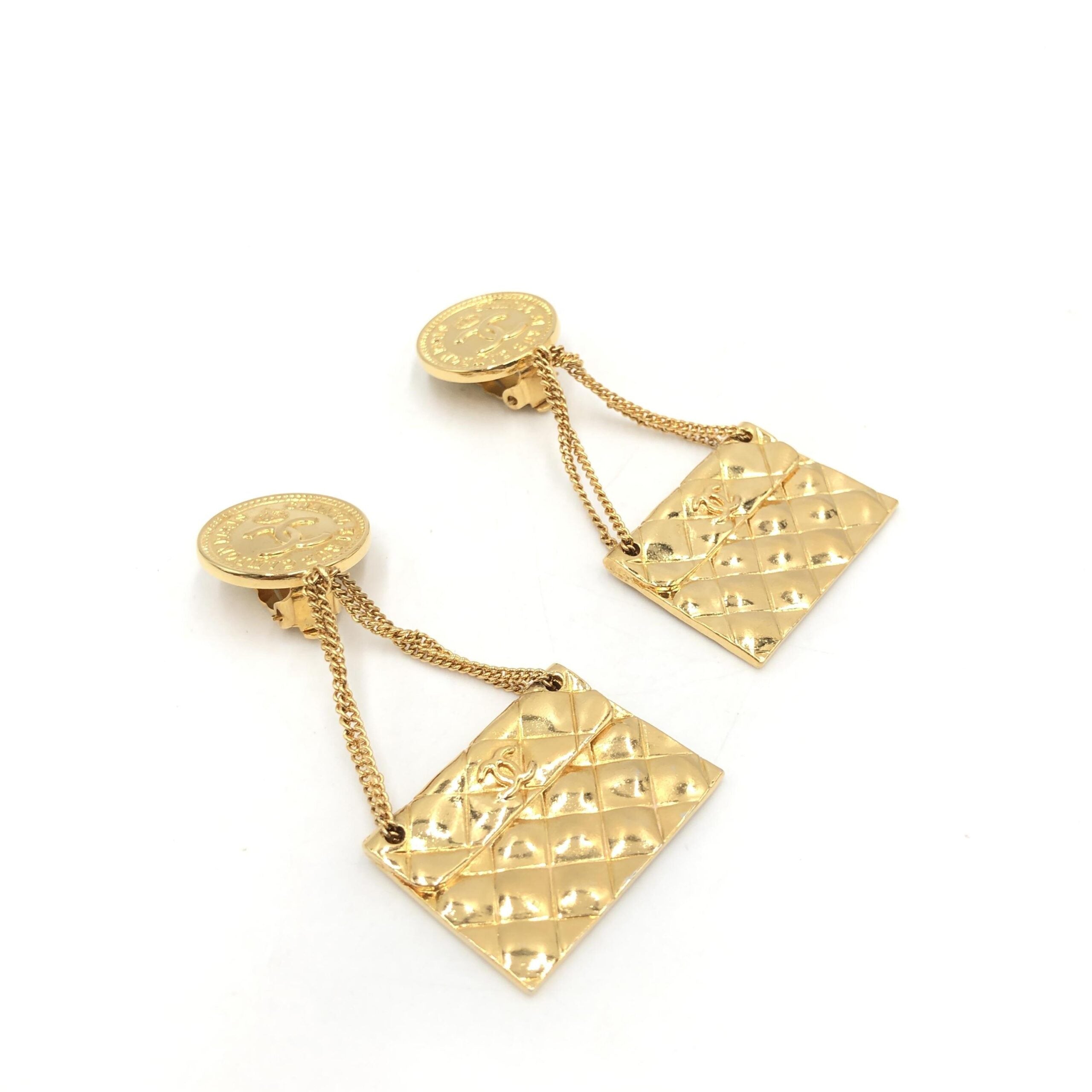 Bag Motif Clip-On Drop Earrings