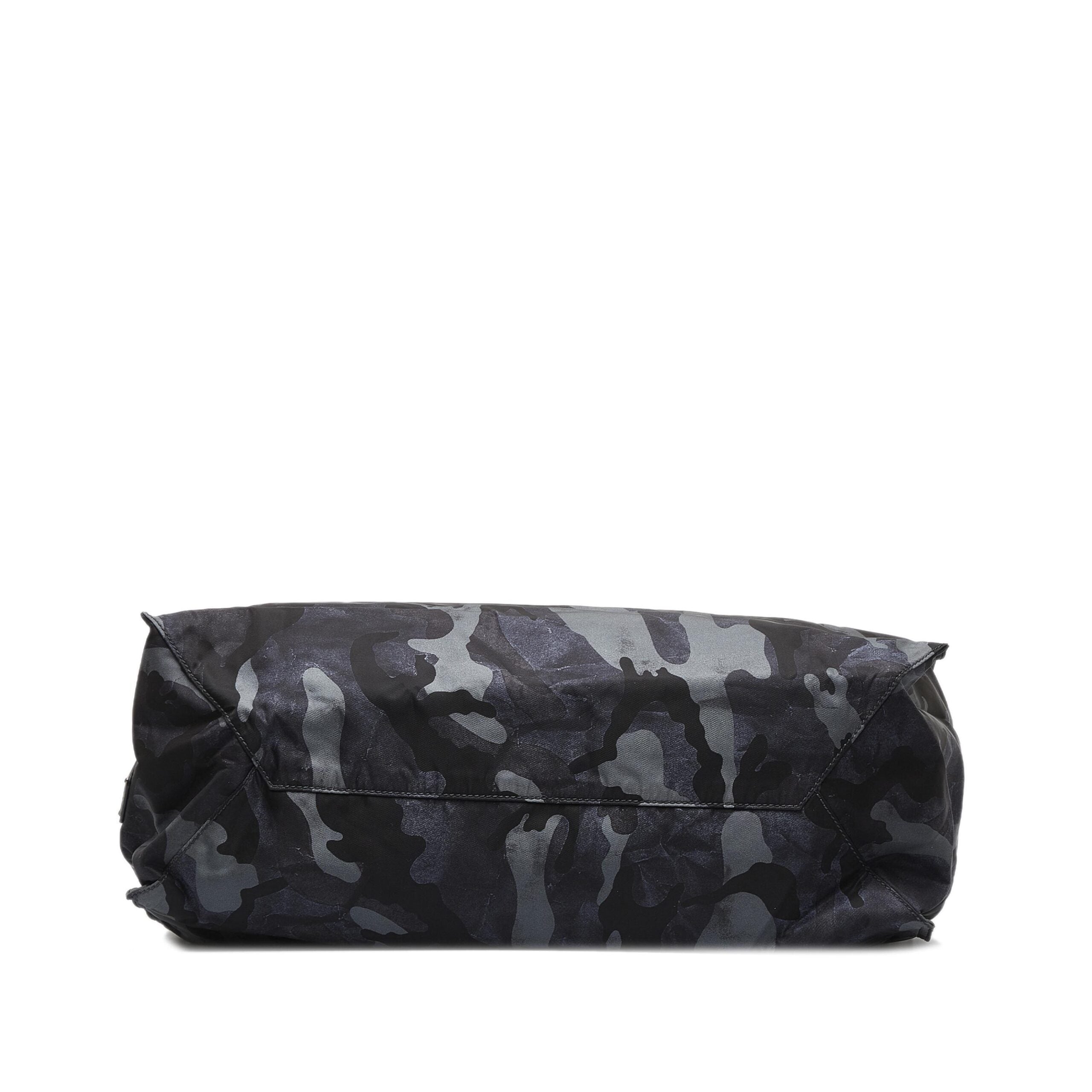 Black Camouflage Tessuto Nylon Tote Bag
