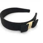 Black Grosgrain Headband With Gold Hardware