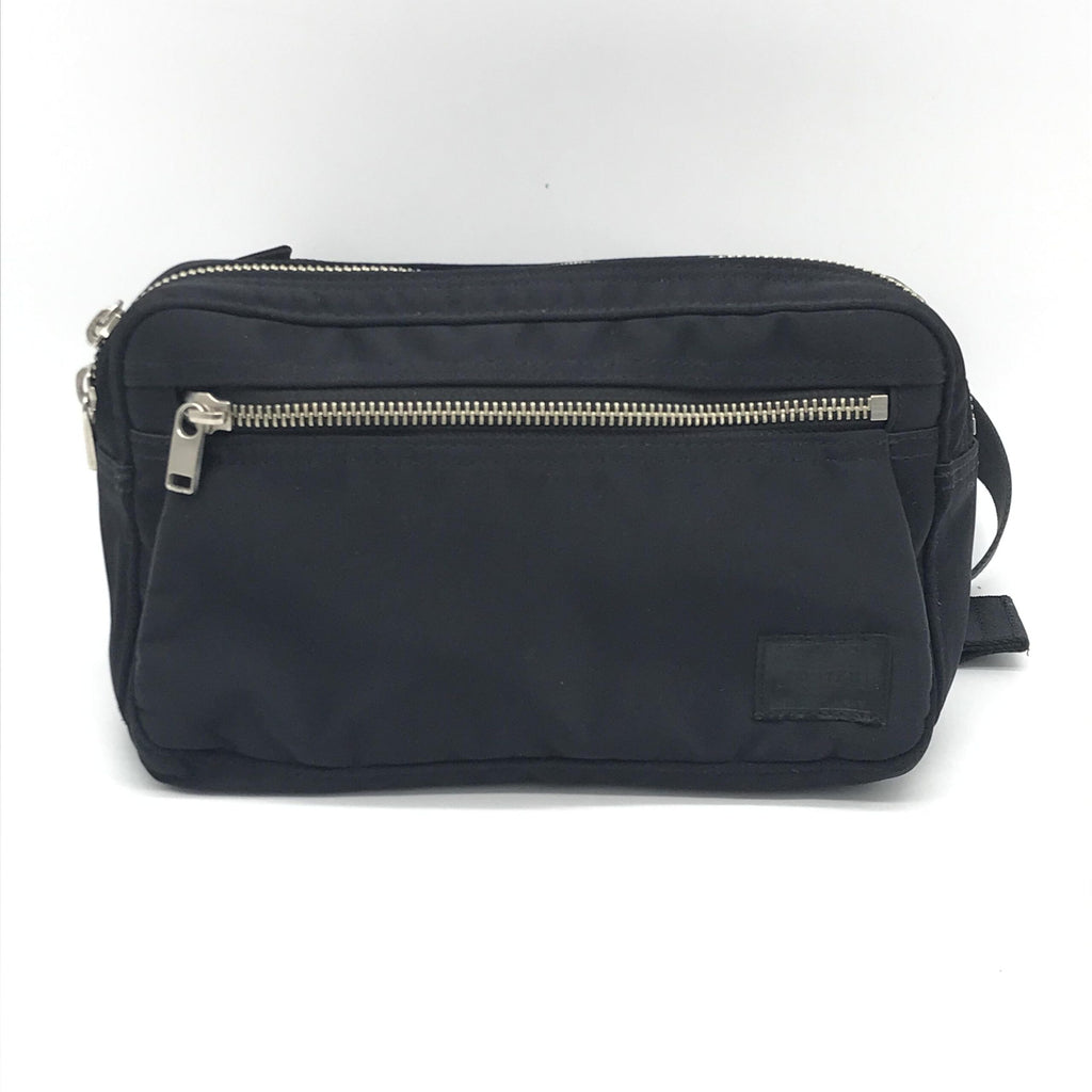 Black Waist Pouch With Zippered Compartments