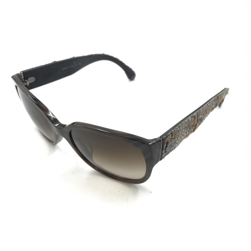Brown Frame With Tweed Accents Sunglasses