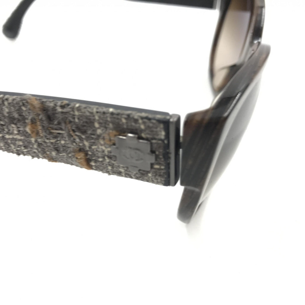 Brown Frame With Tweed Accents Sunglasses